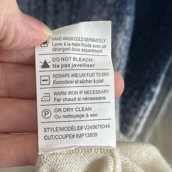 Vince Wool Cashmere Long Sleeve Pullover Ombre Sweater Cream Blue Small - Picture 9 of 10